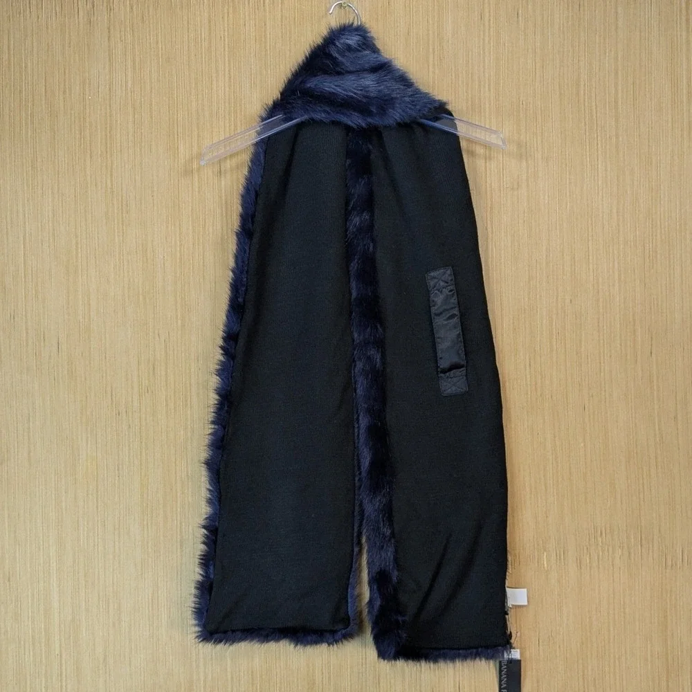 Banana Republic Navy Blue Faux Fur Scarf Pull Through Stole NWT